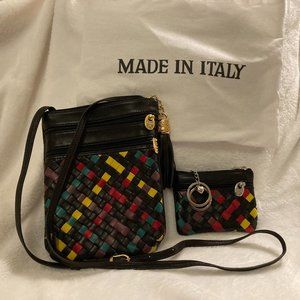 Mannelli Braided Crossbody Handbag with Coordinating Coin Purse Design